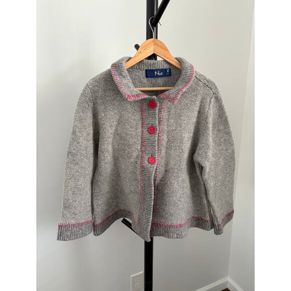 Nua Merino Wool and Silk Collared Cardigan - Picture 1 of 3